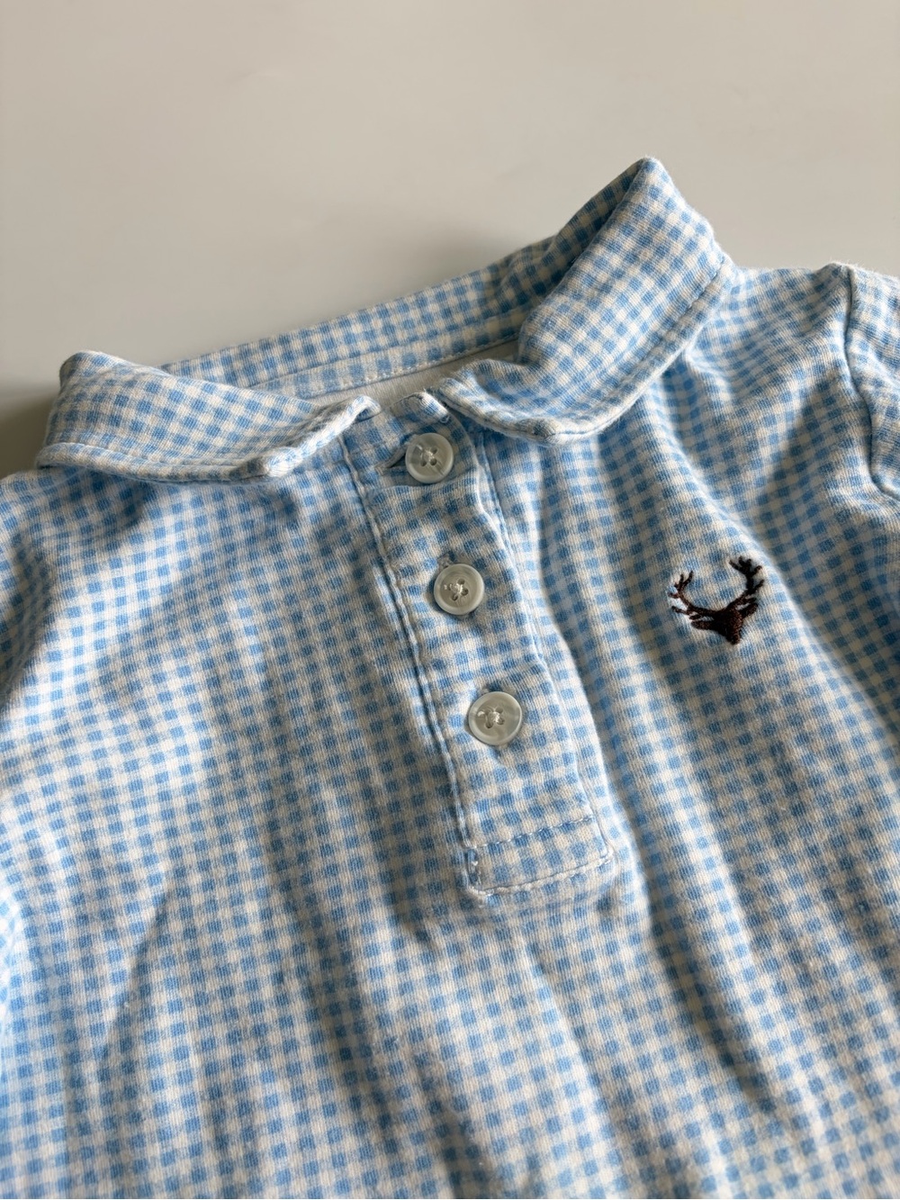 Bundle of Baby Boy Onesies Size 12-18 Months Long Sleeve Blue Gingham Gray Teal - Picture 3 of 16